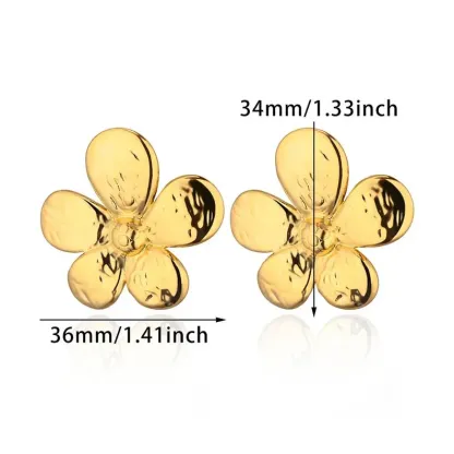 Gold Plated Chunky Maximalist Flower Earrings