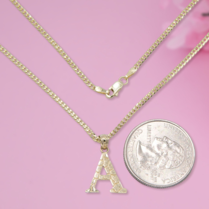 Personalized Nugget Initial Letter Pendant Necklace