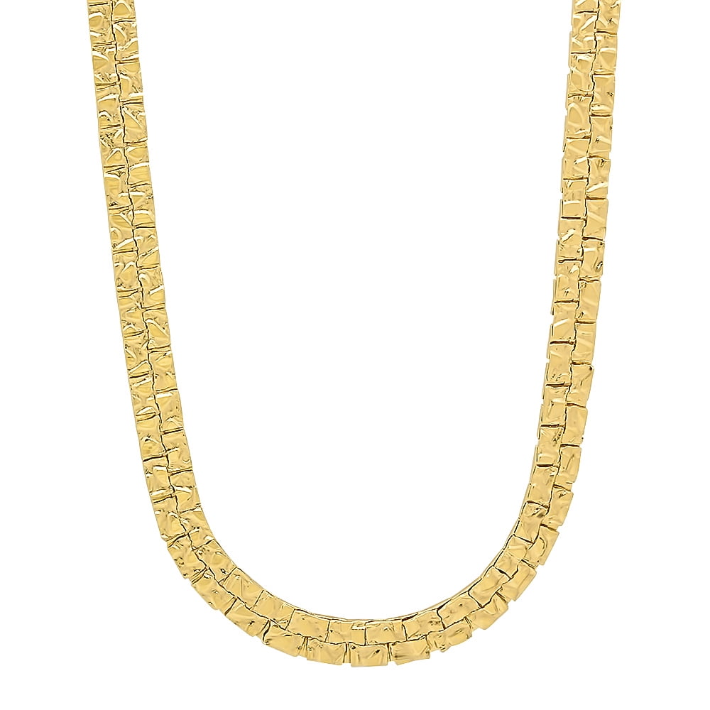 Gold Plated Nugget Chain Necklace 7mm Width