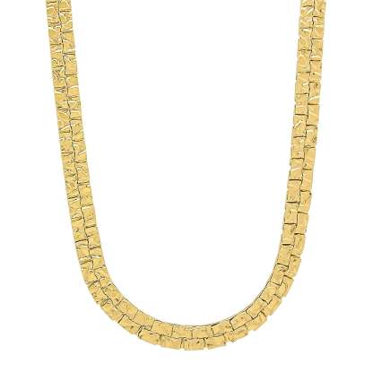 Gold Plated Nugget Chain Necklace 7mm Width