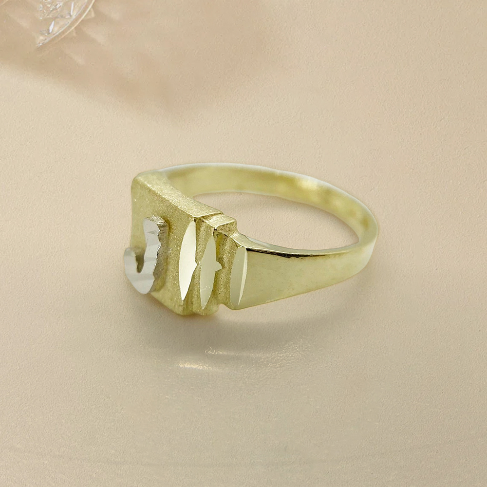 Diamond Cut Initial Letter Monogram Ring 
