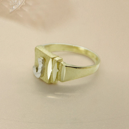 Diamond Cut Initial Letter Monogram Ring 