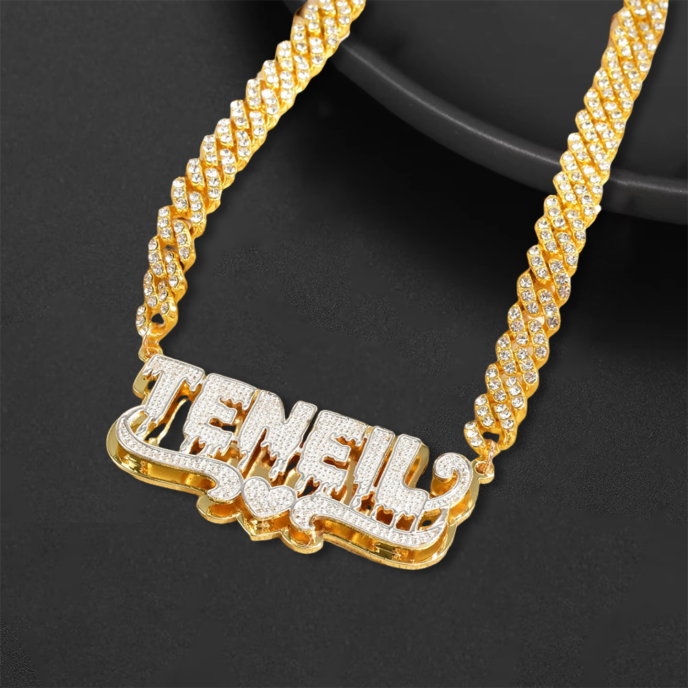 Drop Letter Name Necklace Custom Double Plated Name Necklace
