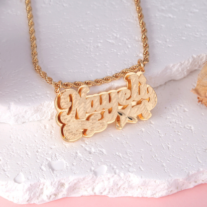 Nameplate Cut Double Layer Custom Name Necklace 