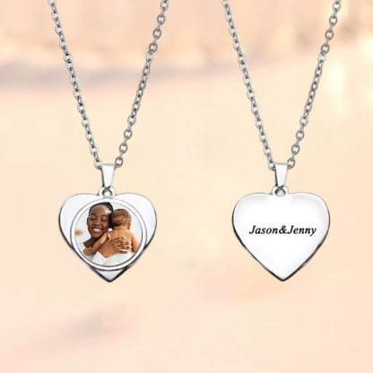 Custom Photo Necklace with Back Engraving