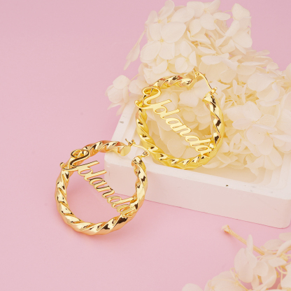 Personalized Twist Hoop Earring Fashion Name Earrings 