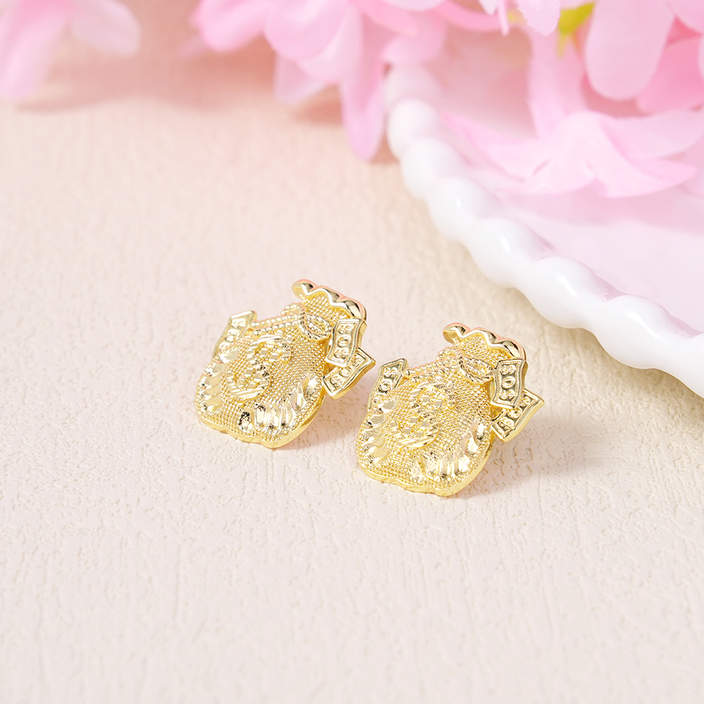 Money Bag Stud Earrings Gold Plated Earrings