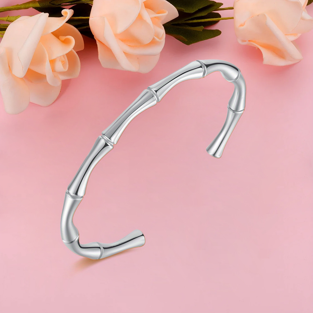 Bamboo Open Thin Bangle Gold Plated Bracelet