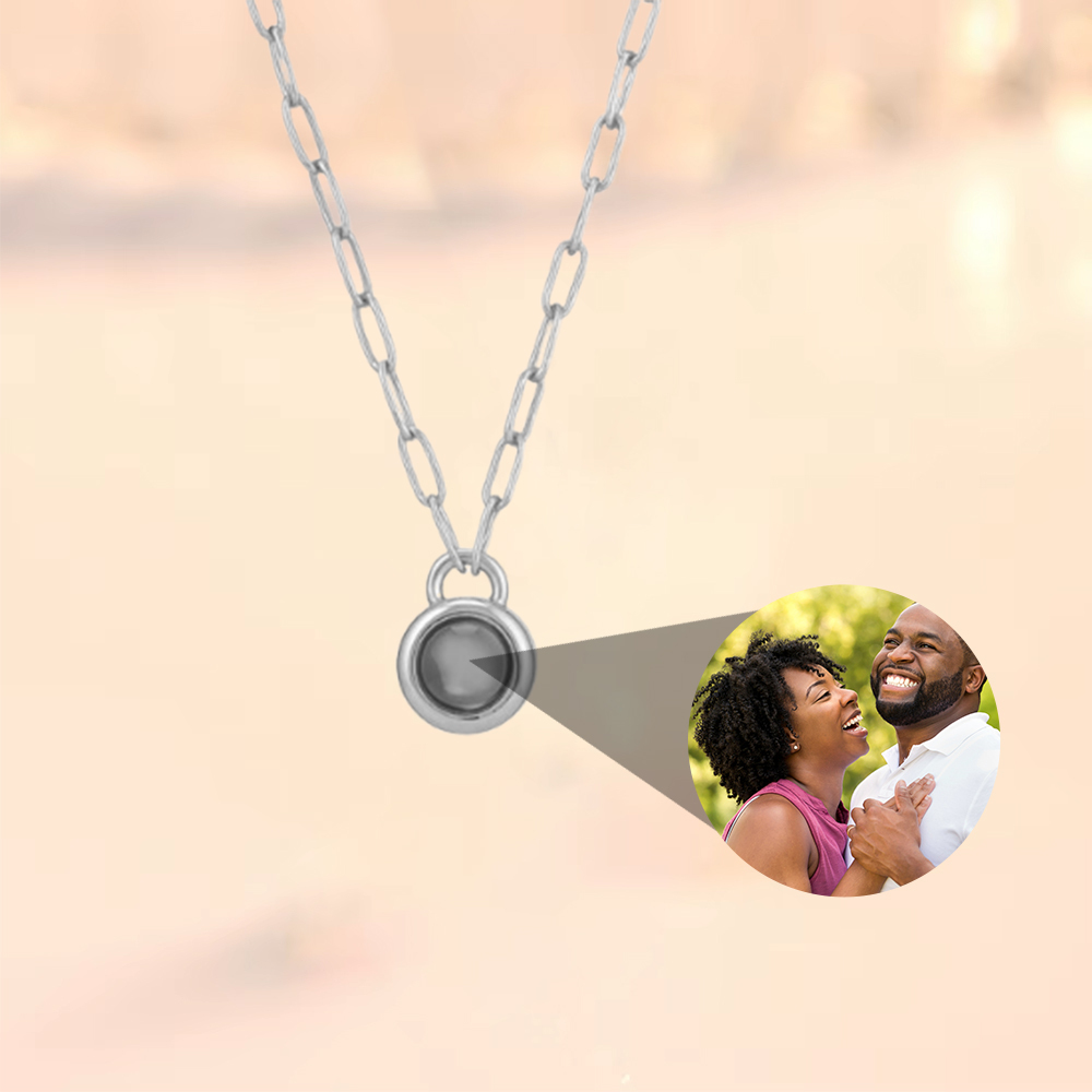 Custom Paper Clip Chain Photo Pendant Necklace