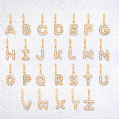 Custom Crystal Initial Charm Heart Necklace