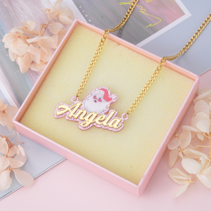 Personalized Acrylic Santa Cuban Chain Name Necklace 