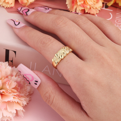 Diamond Cut Nugget Personalized Engraved Ring