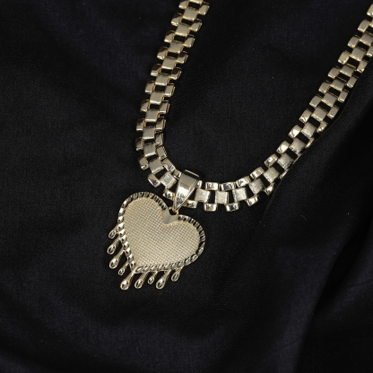 Rolex Chain Dripping Heart Pendant Gold Plated Necklace Watch Band Necklace