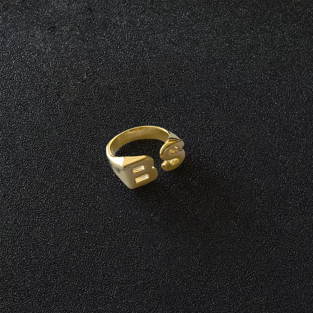 Personalized Custom Gold Plated 2 Letters Ring