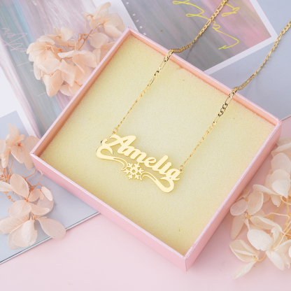 Personalized Snow Design Gold Plated Name Necklace