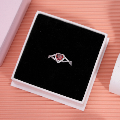 Heart Clear Promise Ring Personalized Custom Engraved Ring Valentine's Day Gift