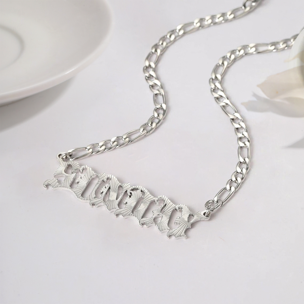 Personalized Old English Font Gold Plated Name Necklace