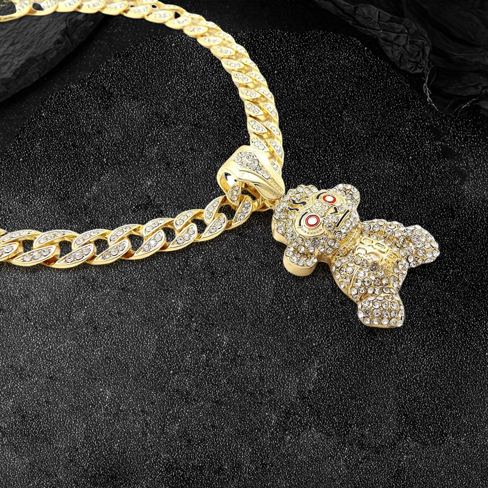 Iced Out Cuban Chain Hip Hop Music Necklace 