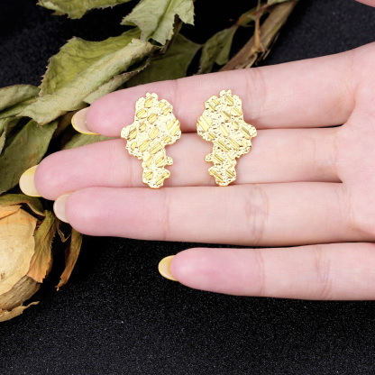 Nugget Earrings Gold Plated Push Back Stud Earrings 