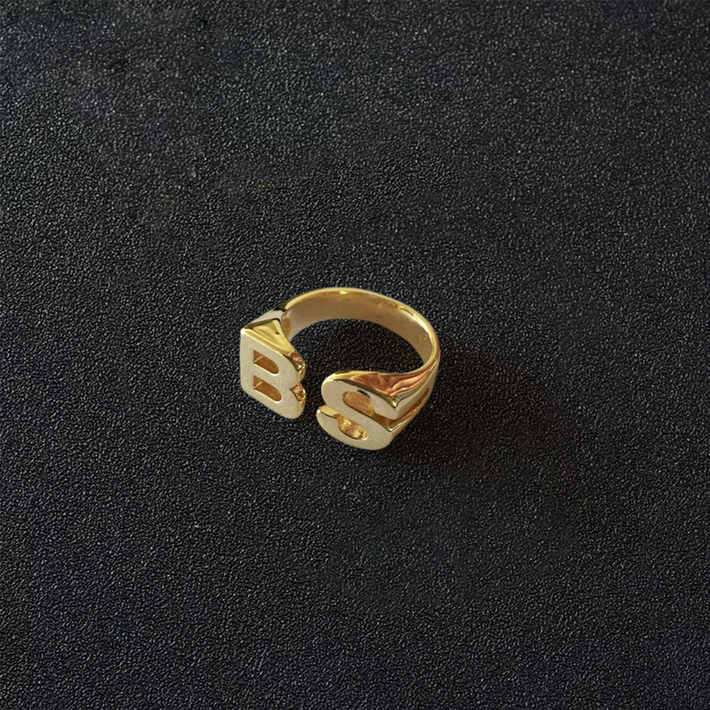 Personalized Custom Gold Plated 2 Letters Ring