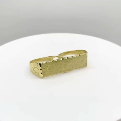 Solid Two Finger Classic Gold Plated Nugget Ring