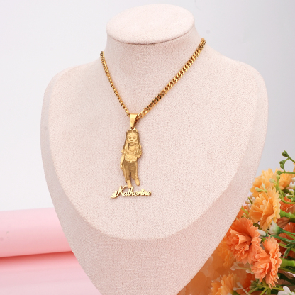 Photo With Heart Love Font Nameplate Pendant Personalized Necklace