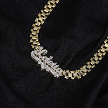 Watch Band Style RX Link Chain Double Plated Personalized Diamond Cut Name Necklace