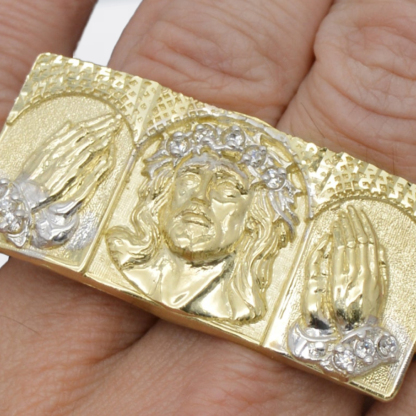 Jesus Ring Gold Plated Two Finger Ring