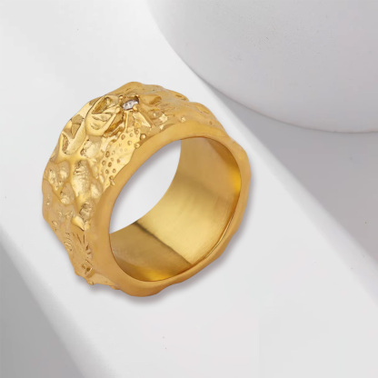 Nugget Zircon Ring Custom Engraved Ring