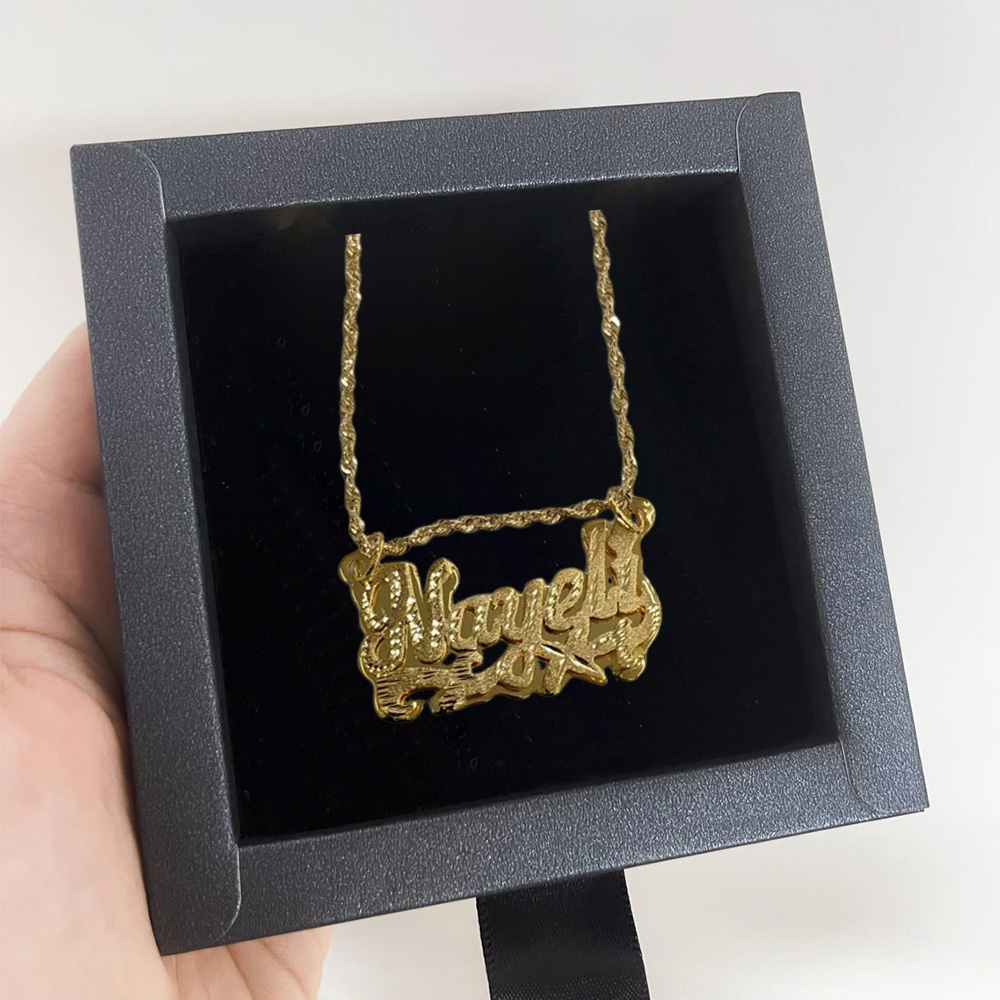 Nameplate Cut Double Layer Custom Name Necklace 