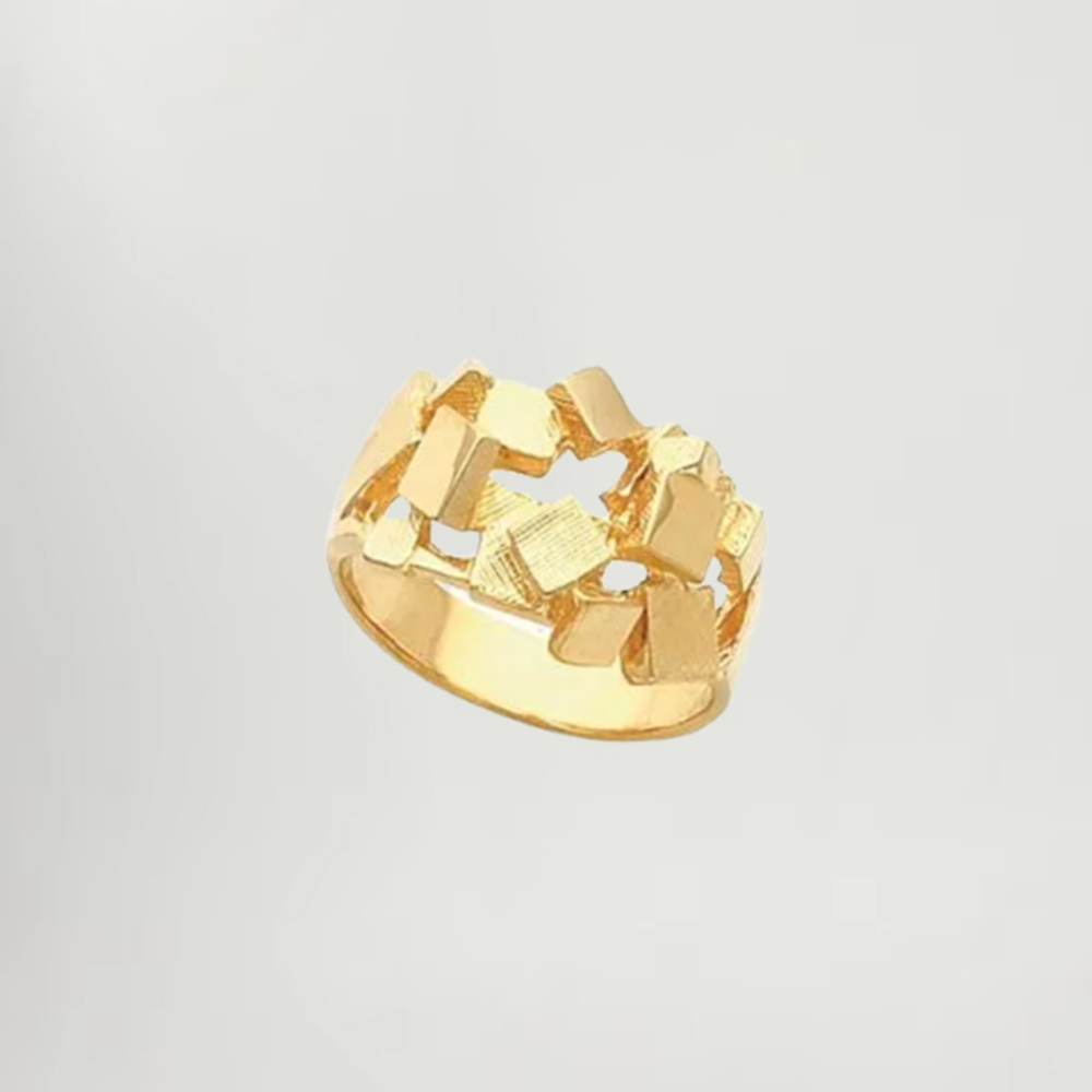 Nugget Ring Custom Gold Plated Engraved Ring