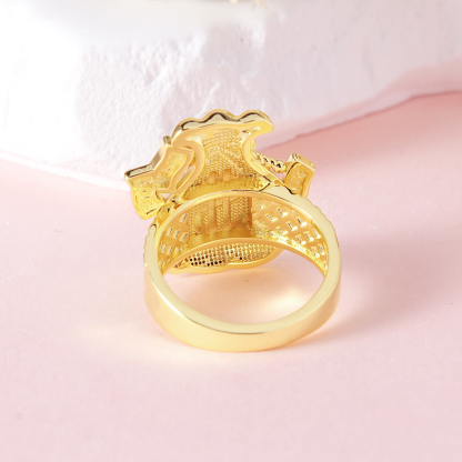 Diamond Cut Money Bag Luck Ring Custom Engraved Ring