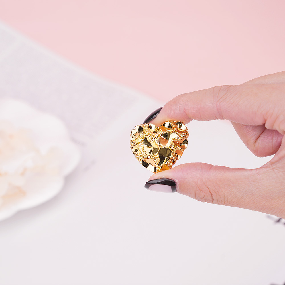 Golden Heart Nugget Stud Earrings