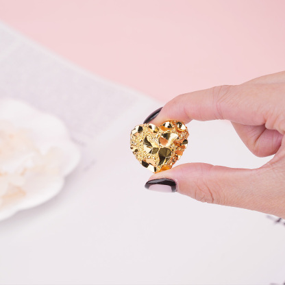 Golden Heart Nugget Stud Earrings 