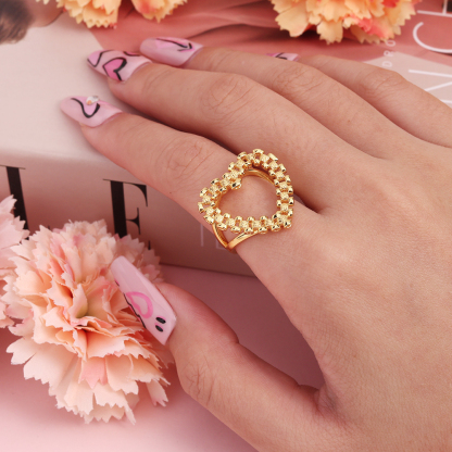Diamond Cut Rolex Style Heart Frame Personalized Custom Engraved Ring