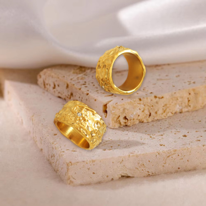 Nugget Zircon Ring Custom Engraved Ring