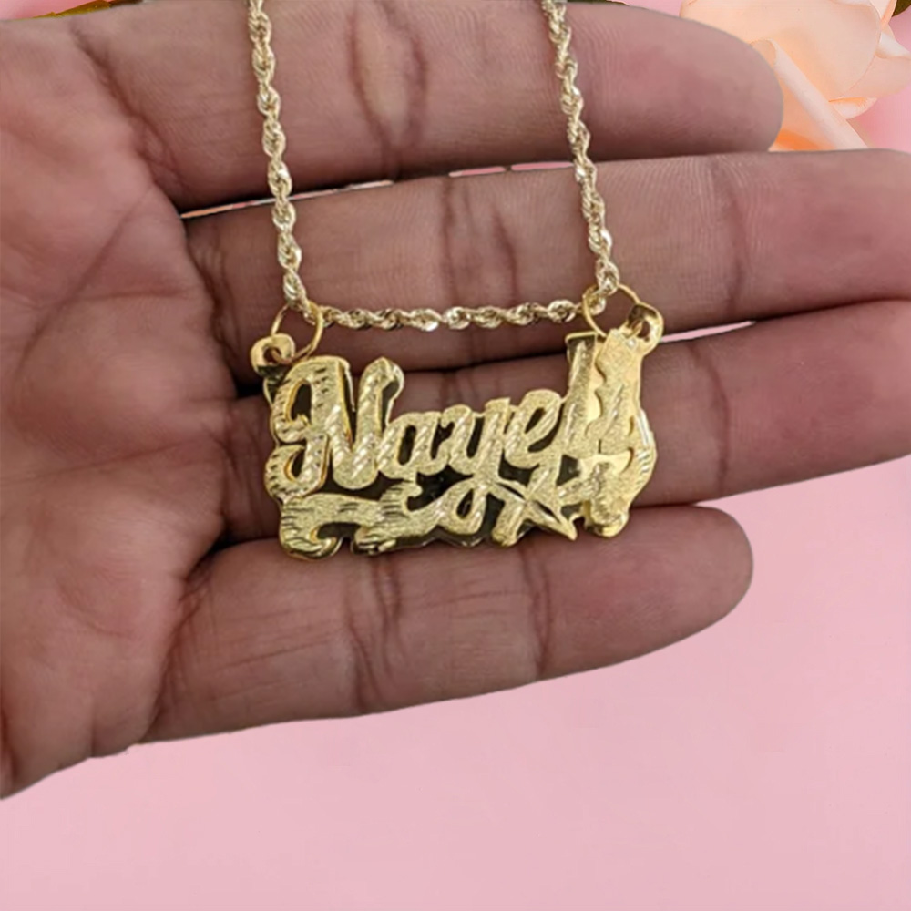 Nameplate Cut Double Layer Custom Name Necklace 