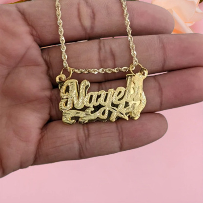 Nameplate Cut Double Layer Custom Name Necklace 