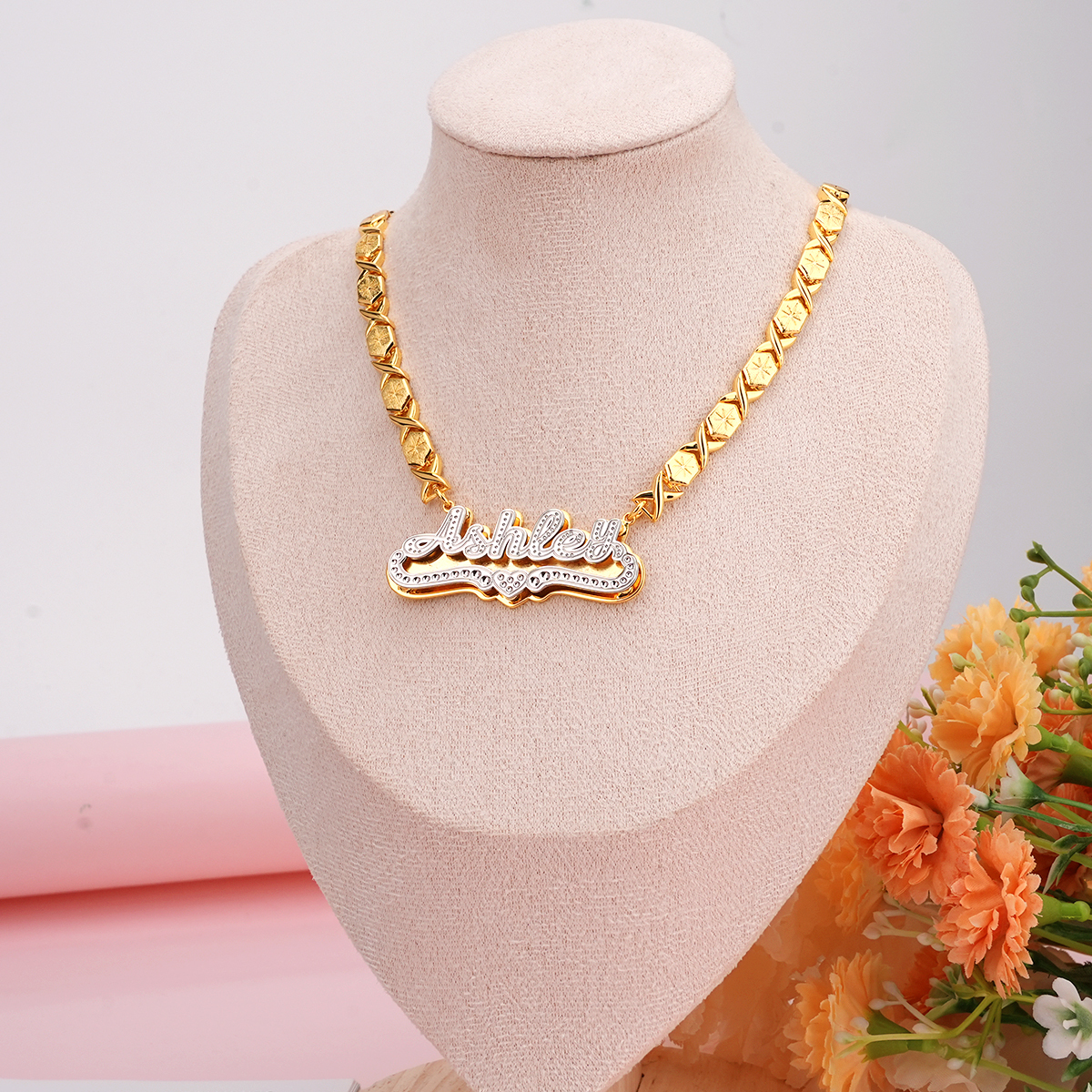 XOXO Chain Double Plated Personalized Name Necklace