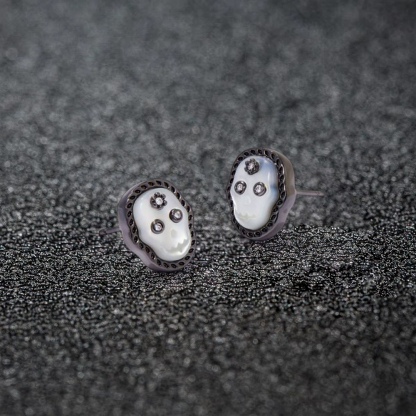 Skeleton Stud Earrings Gold Plated Halloween Earrings