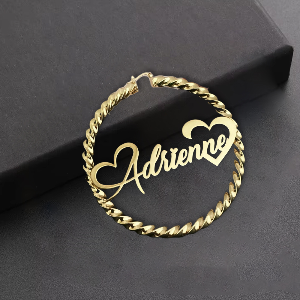 Heart Earrings Custom Twist Hoop Name Earrings