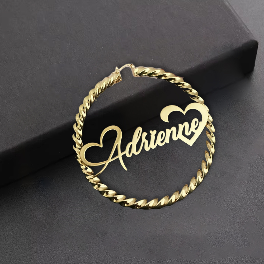Heart Earrings Custom Twist Hoop Name Earrings