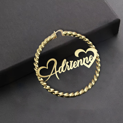 Heart Earrings Custom Twist Hoop Name Earrings