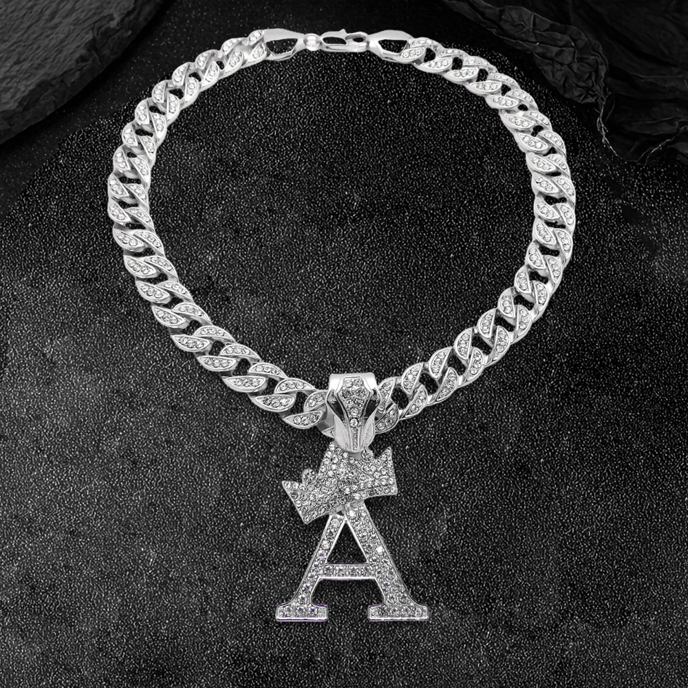 Iced Out Letter Necklace Custom Initial Necklace