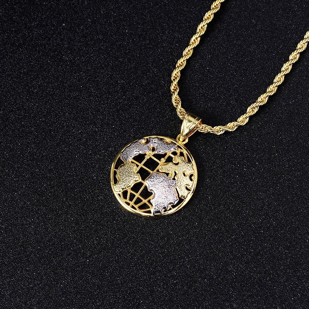 14K Gold Plated Globe Round Circle Pendant Necklace