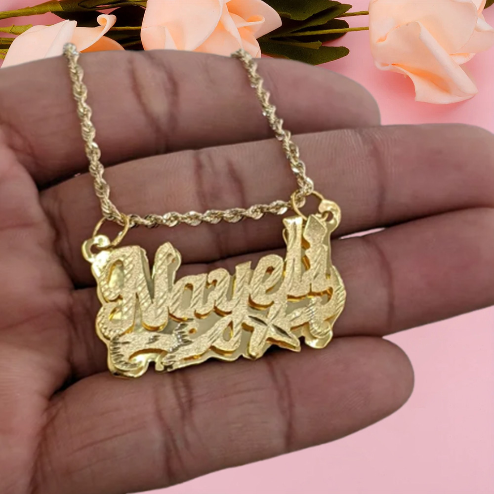 Nameplate Cut Double Layer Custom Name Necklace