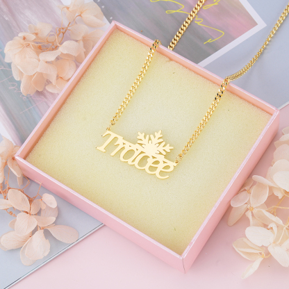 Cuban Chain Custom Name Necklace Featuring Snowflake Nameplate Pendant