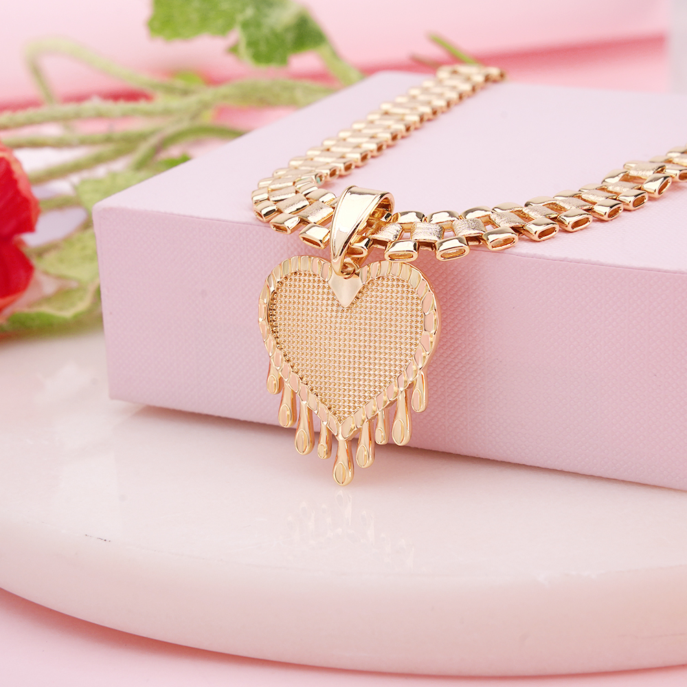 Rolex Chain Dripping Heart Pendant Gold Plated Necklace Watch Band Necklace