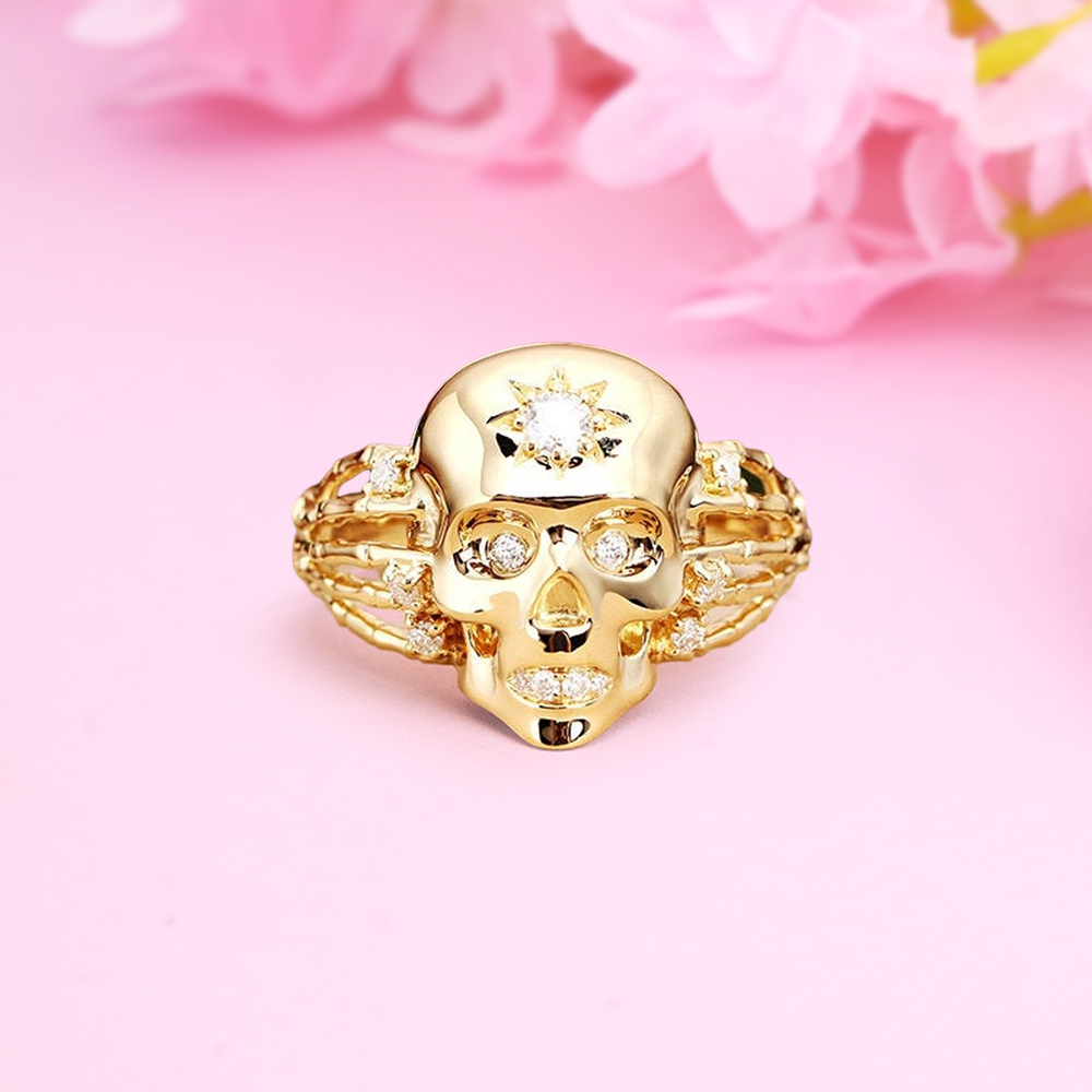 Skull Ring With Moissanite Gothic Halloween Ring