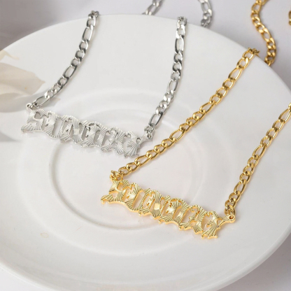 Personalized Old English Font Gold Plated Name Necklace